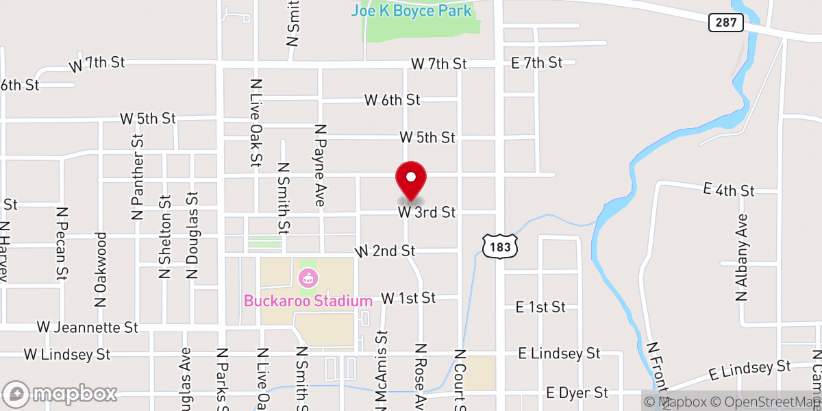 Map showing location of Rose Avenue Baptist Church