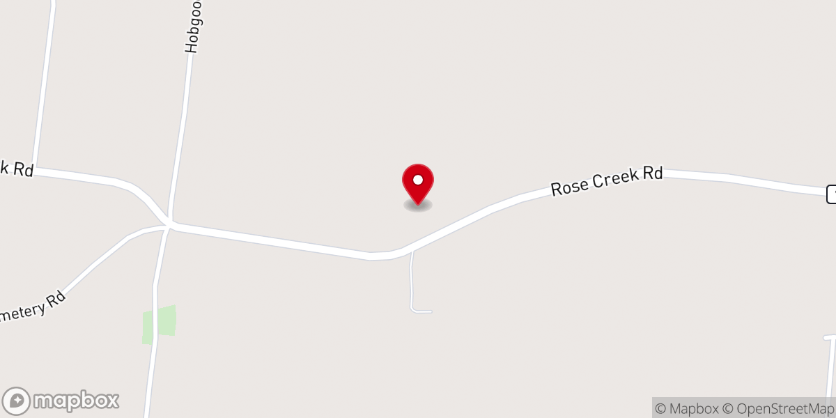 Map showing location of Rose Creek Cumberland Presbyterian