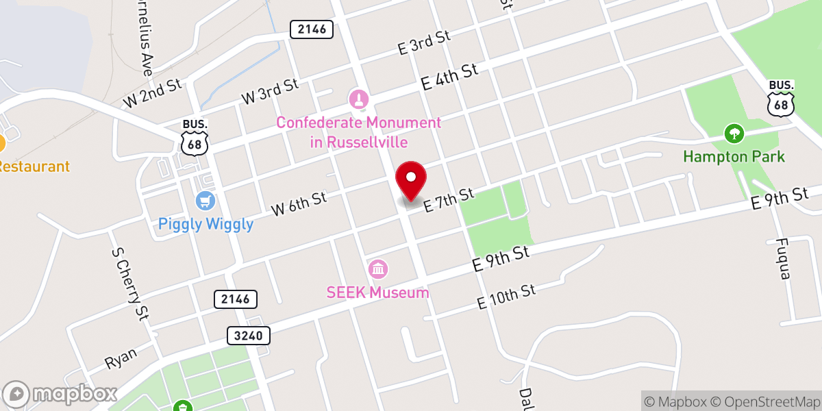 Map showing location of Russellville United Methodist Temple