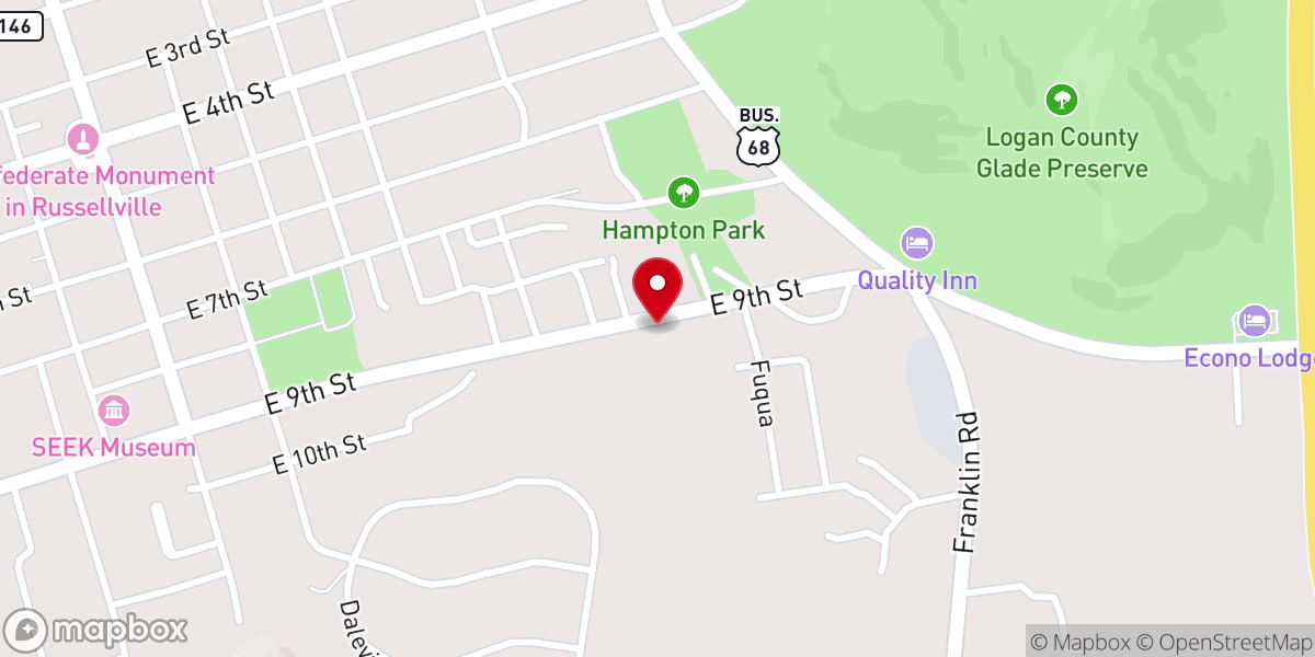 Map showing location of Russellville United Pentecostal Church