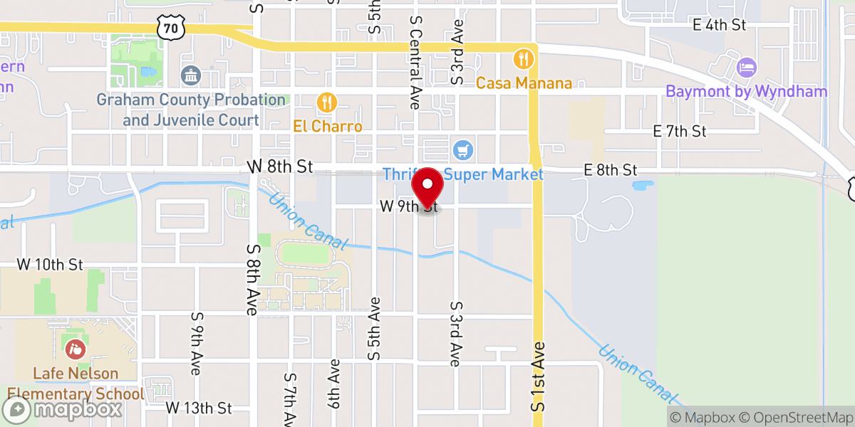 Map showing location of Safford Church of God