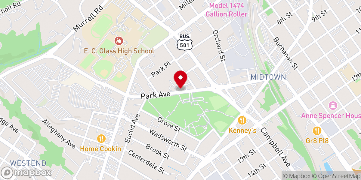 Map showing location of Salvation Army Lynchburg Virginia