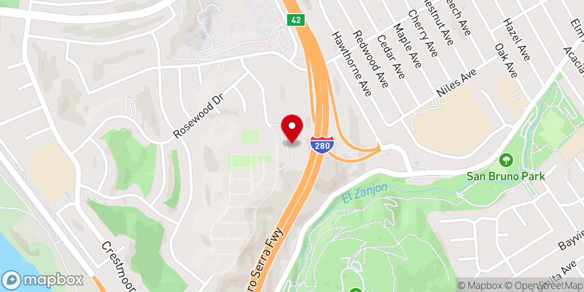 Map showing location of San Bruno Chinese Church