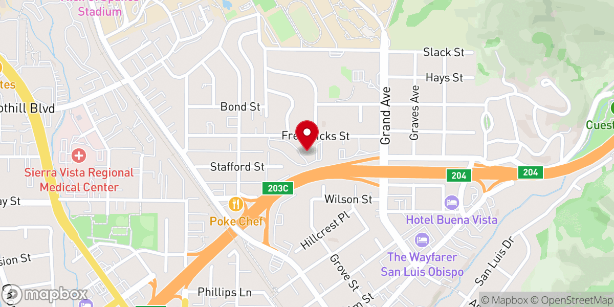 Map showing location of San Luis Obispo United Methodist Church