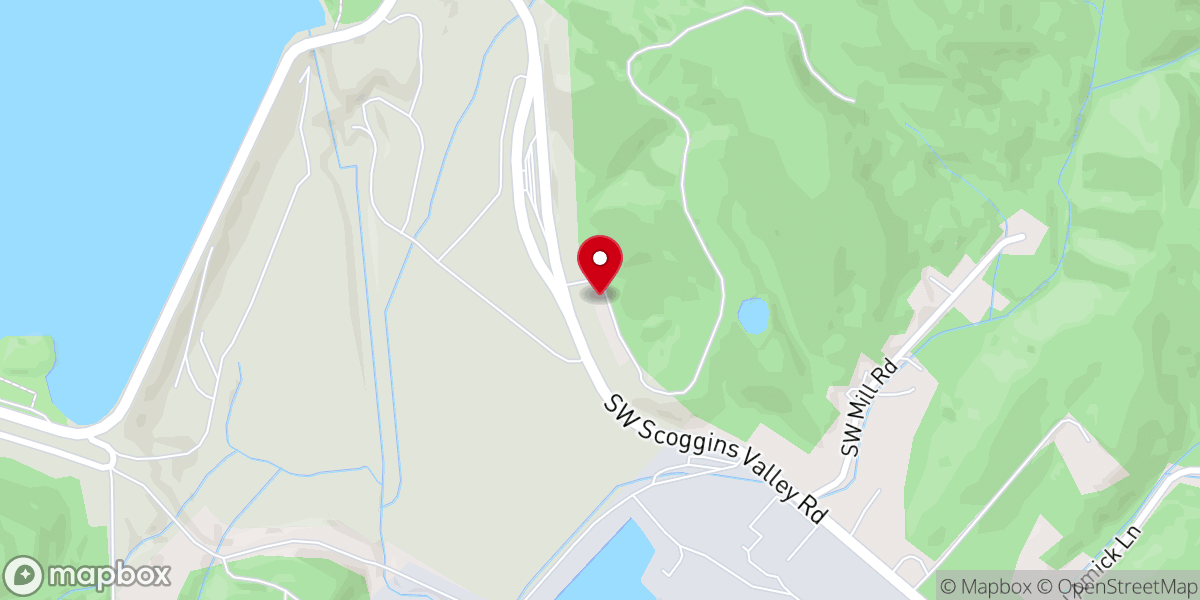 Map showing location of Scoggins Valley Church