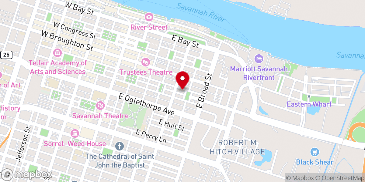 Map showing location of Second African Baptist Church