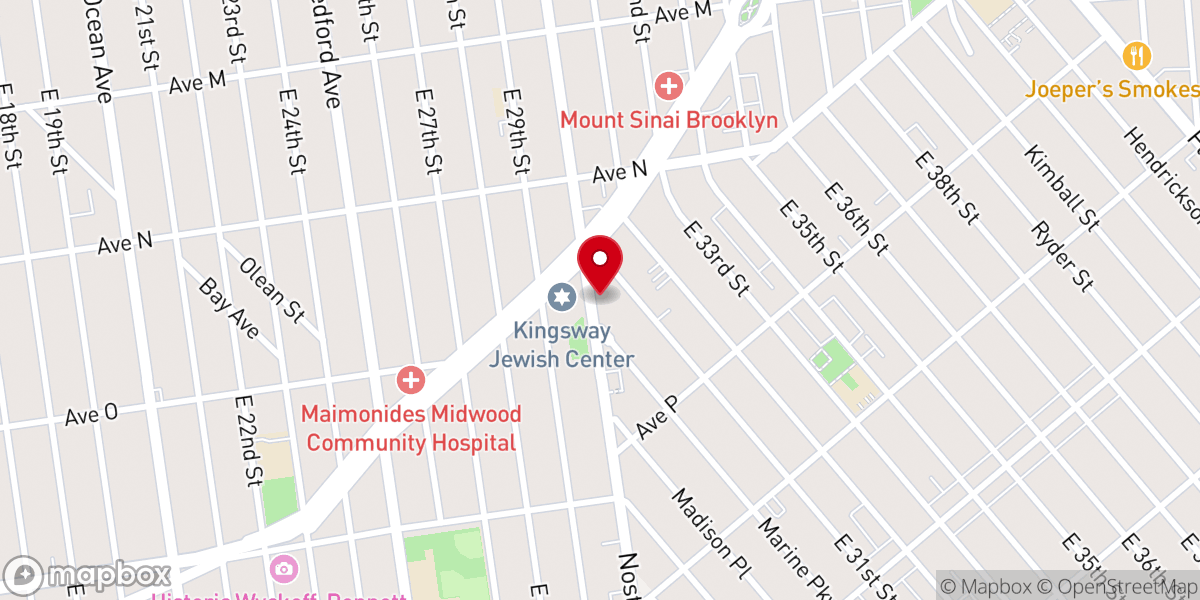 Map showing location of Sephardic Congregation of Nostrand