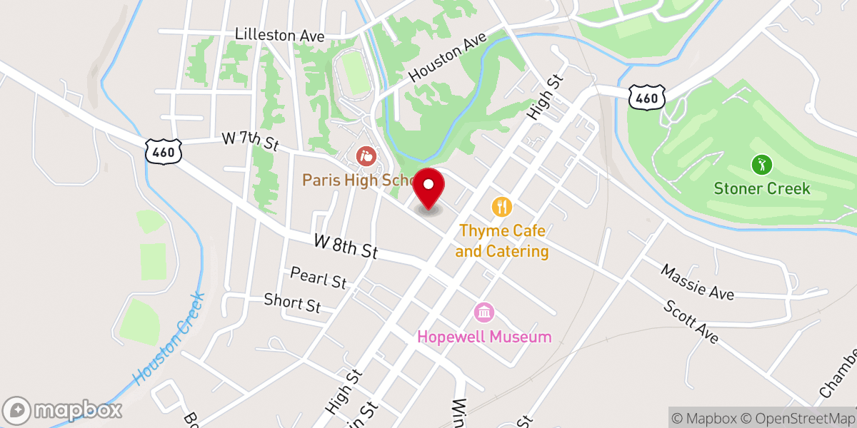 Map showing location of Seventh Street Christian Church