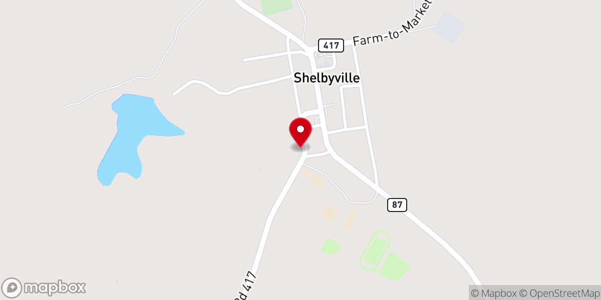 Map showing location of Shelbyville Methodist Church