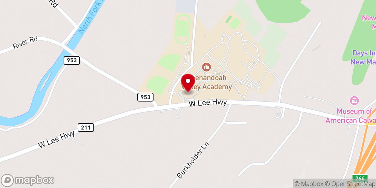 Map showing location of Shenandoah Valley Academy