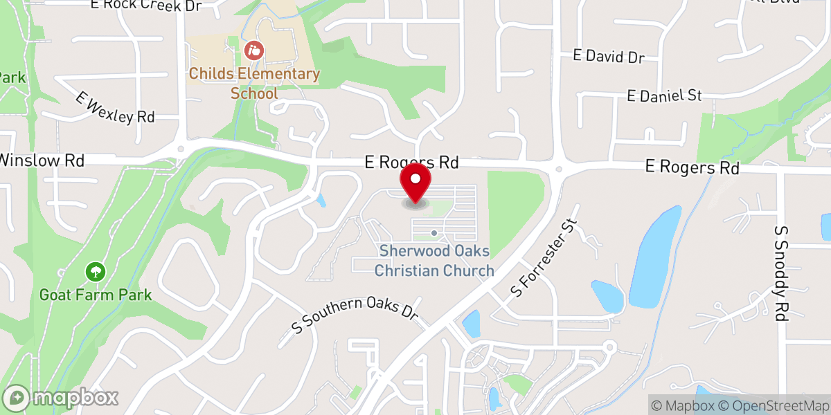 Map showing location of Sherwood Oaks Christian Church