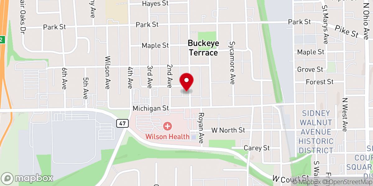 Map showing location of Sidney Church of God