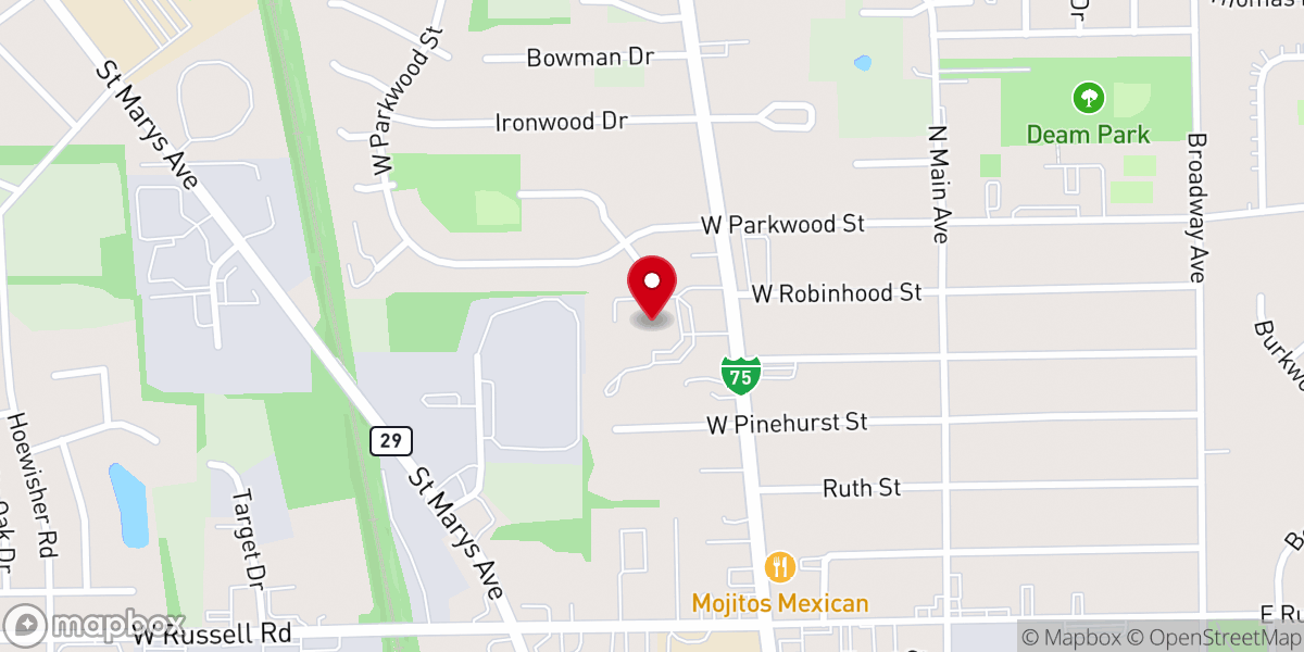 Map showing location of Sidney First Church of the Nazarene