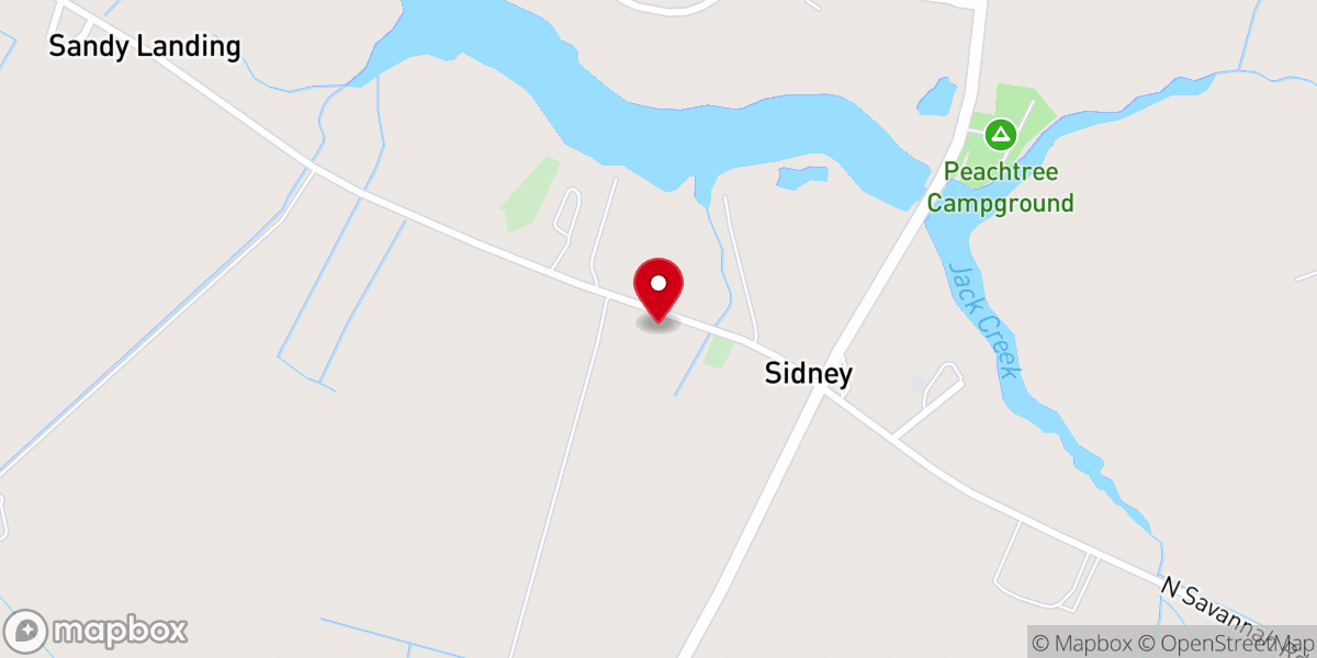 Map showing location of Sidney Free Will Baptist Church