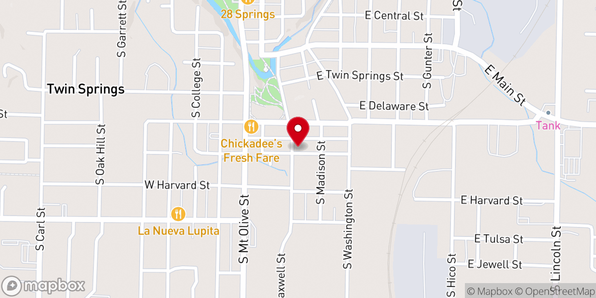 Map showing location of Siloam Springs Spanish Seventh-day Adventist Church