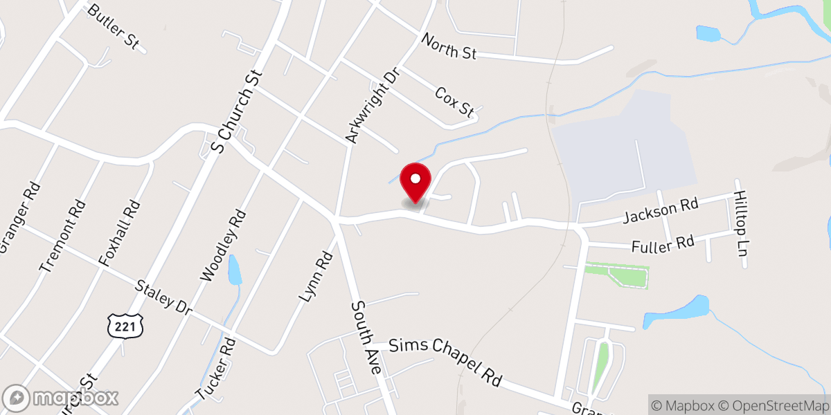 Map showing location of Sims Chapel