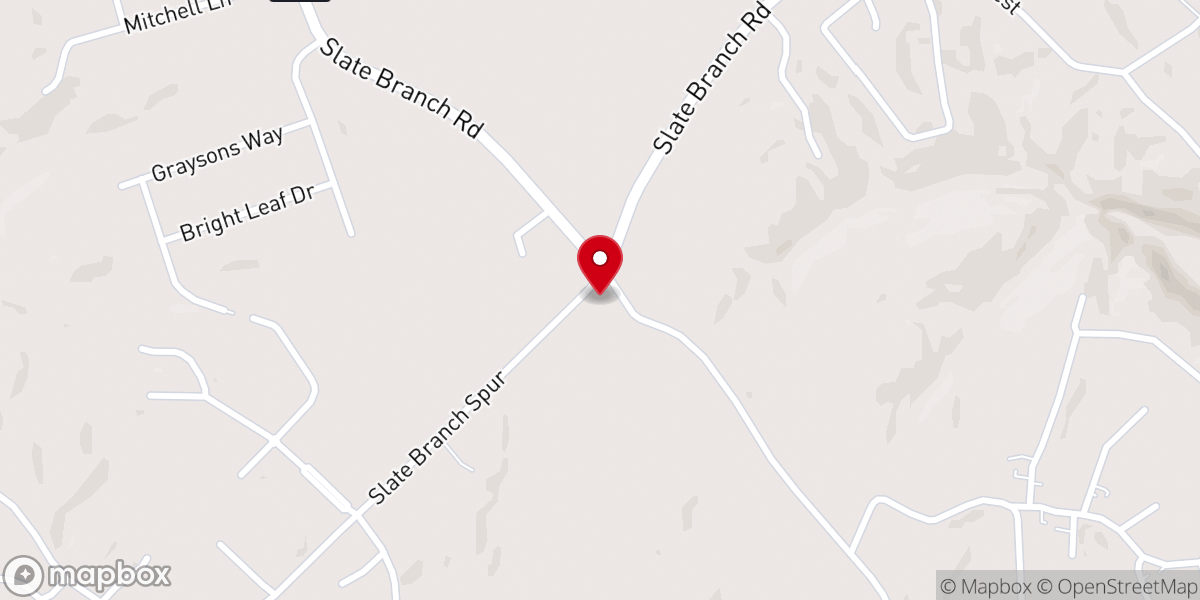 Map showing location of Slate Branch Baptist Church