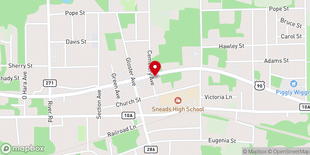 Map showing location of Sneads First United Methodist Church
