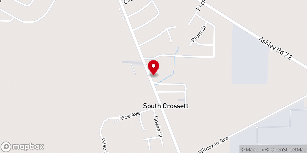 Map showing location of South Crossett Missionary Baptist
