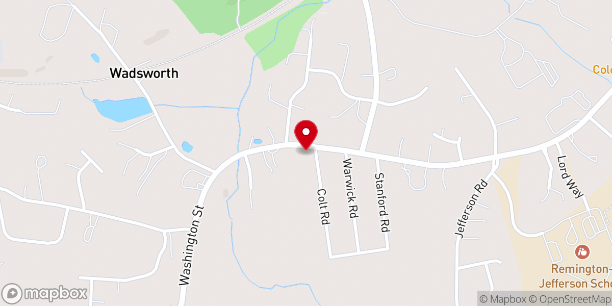 Map showing location of South Franklin Congregational Meeting House
