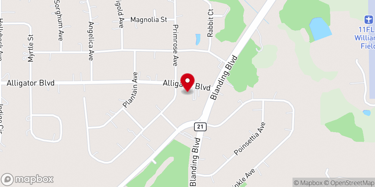 Map showing location of South Middleburg Baptist Church