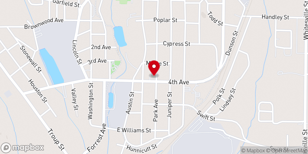 Map showing location of South Park Avenue Church of Christ