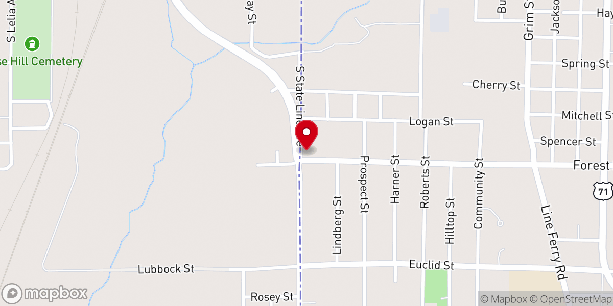 Map showing location of South Texarkana Baptist Church
