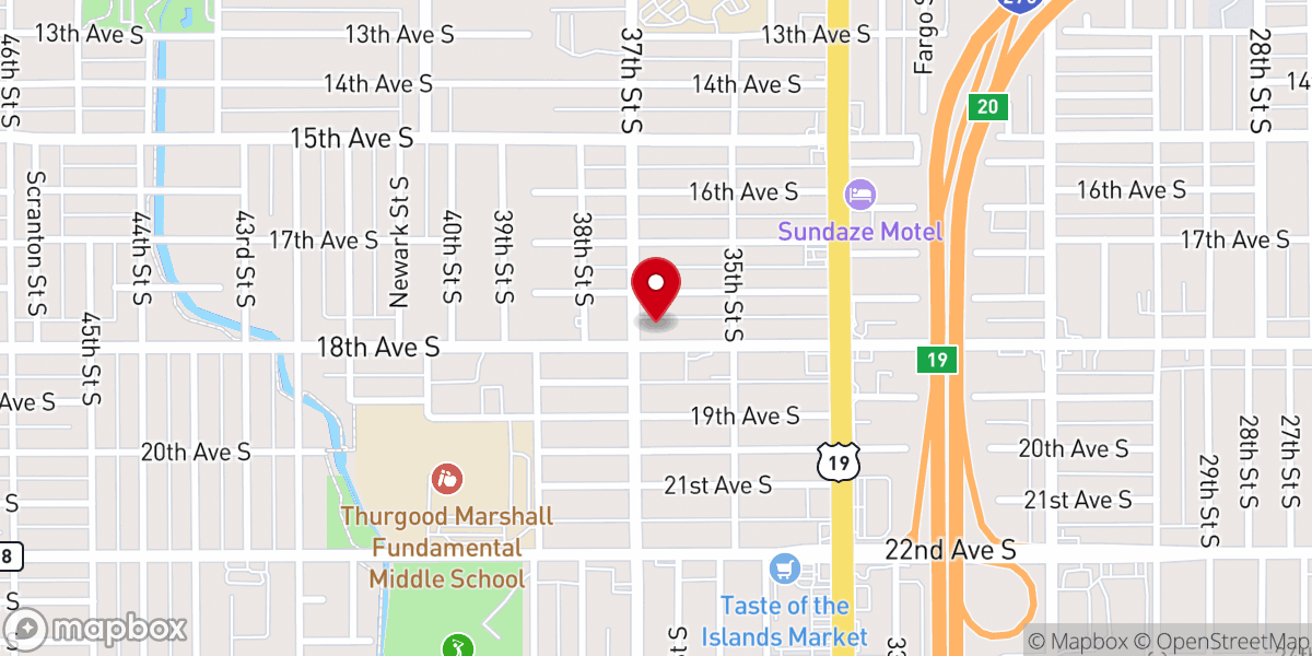 Map showing location of Southside Tabernacle Baptist Church