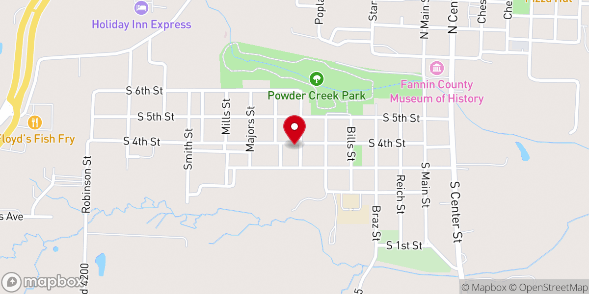 Map showing location of Sovereign Grace Baptist Church of Bonham, TX