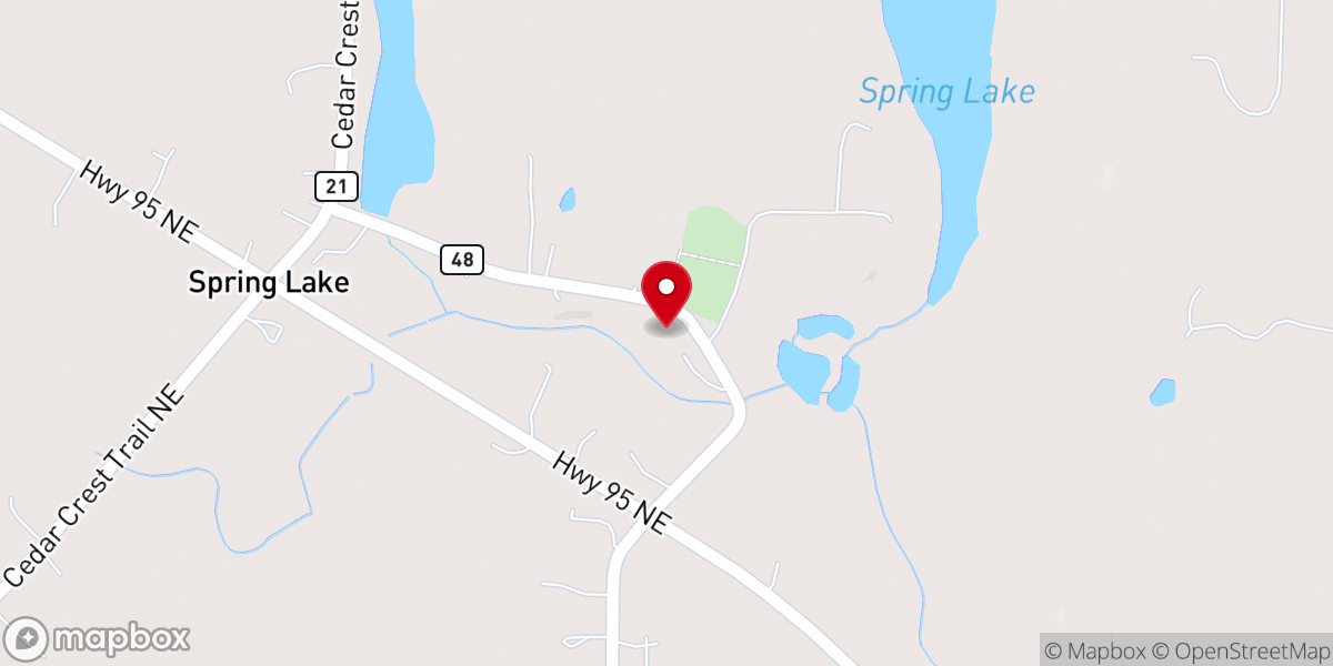 Map showing location of Spring Lake Lutheran Church