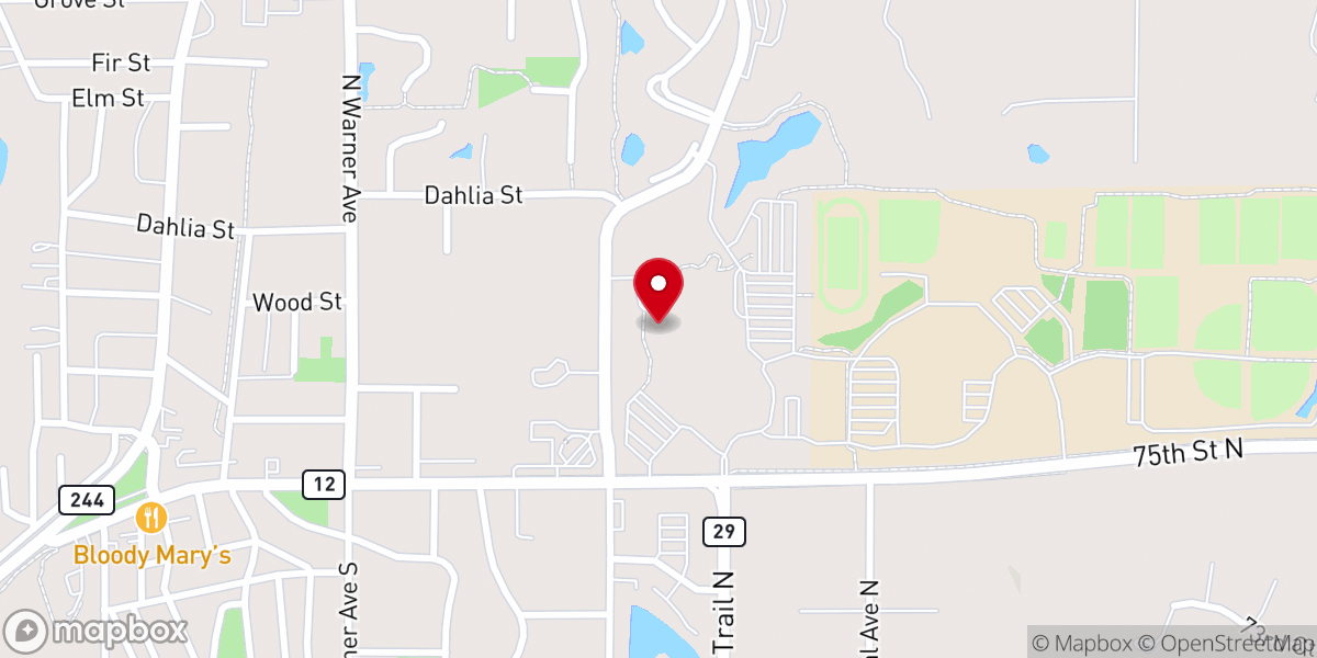 Map showing location of St. Andrew's Lutheran Church Youth and Sports Center