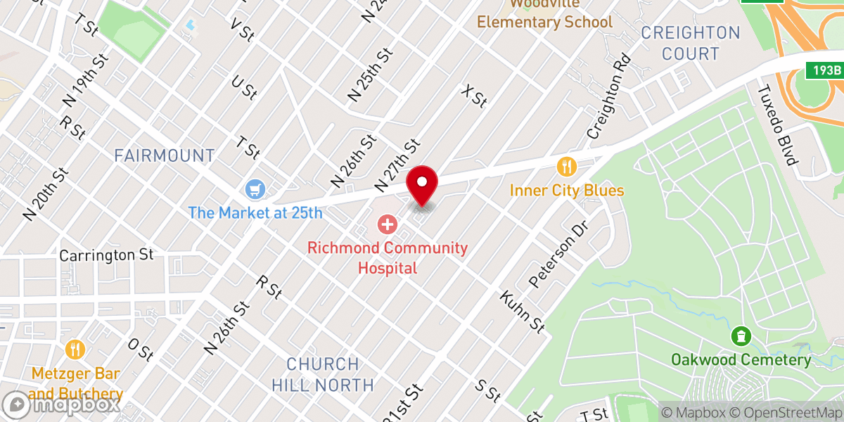 Map showing location of St. John's United Holy Church