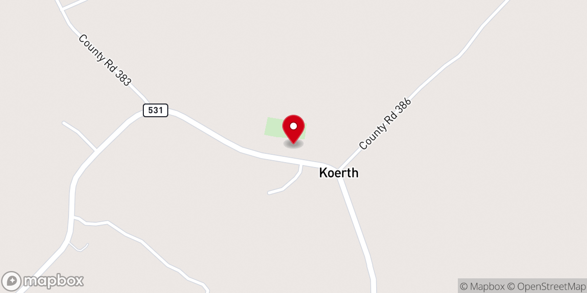 Map showing location of St. John the Baptist (Koerth)