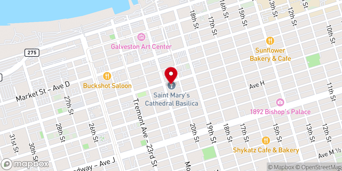 Map showing location of St. Mary's Cathedral Basilica