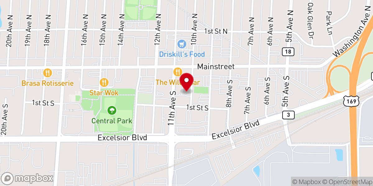 Map showing location of St. Paul's Lutheran in Hopkins | Reconciling in Christ Congregation in the Western Suburbs
