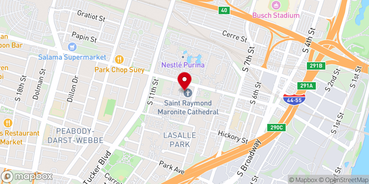Map showing location of St. Raymond Maronite Cathedral