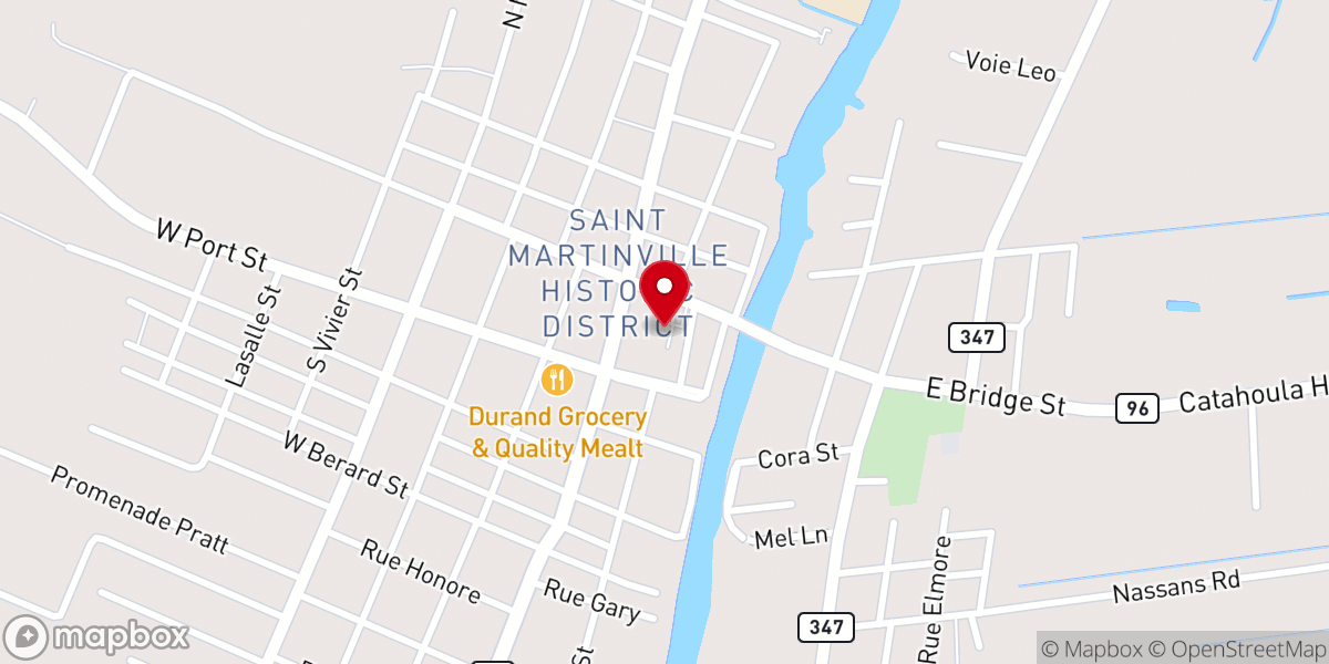 Map showing location of Statue of Evangeline