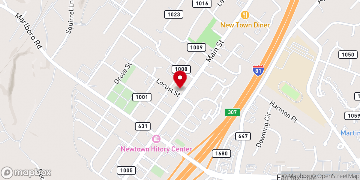 Map showing location of Stephens City United Methodist Church - Food Distribution Center