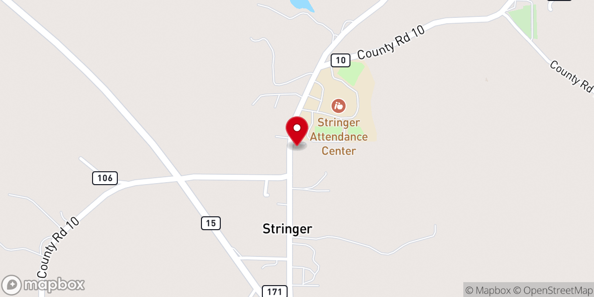 Map showing location of Stringer United Methodist Church