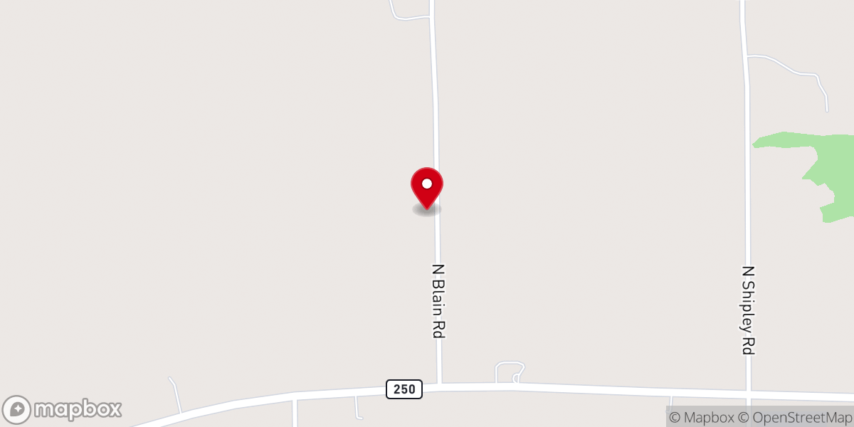 Map showing location of Sugar Creek Blain Church