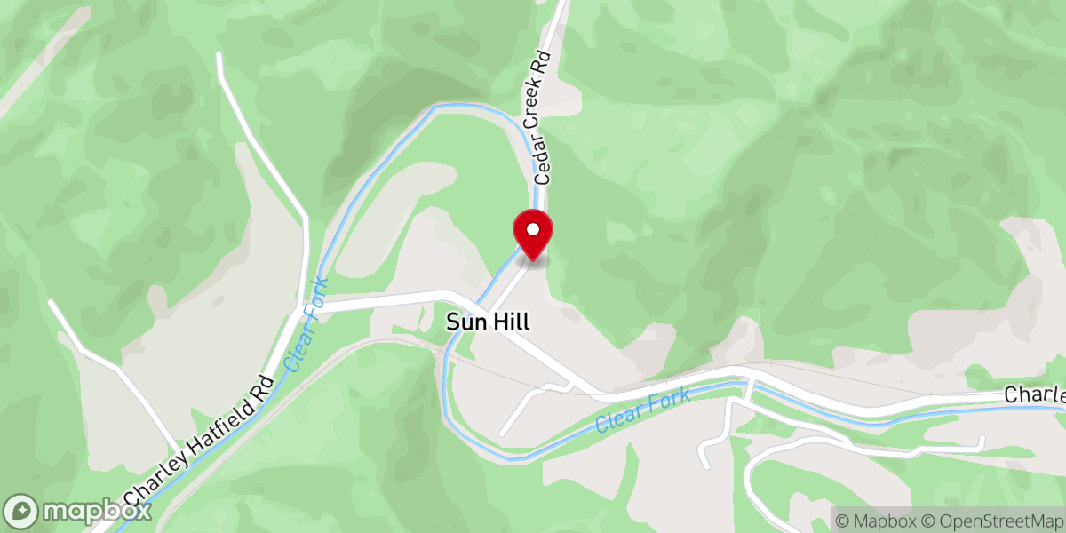 Map showing location of Sun Hill Country Church