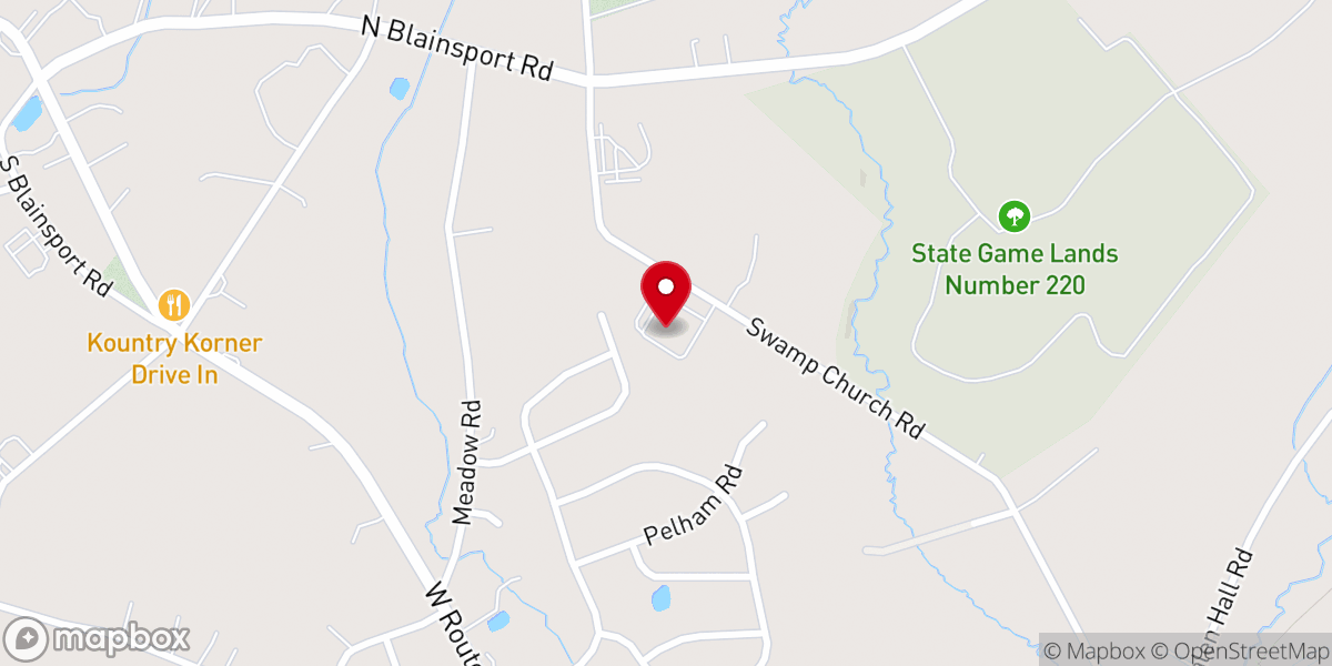 Map showing location of Swamp Lutheran Church
