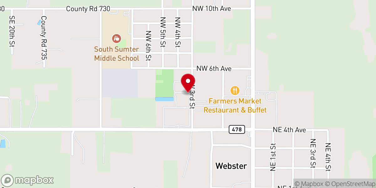 Map showing location of Swap-O-Rama's Webster Westside Flea Market