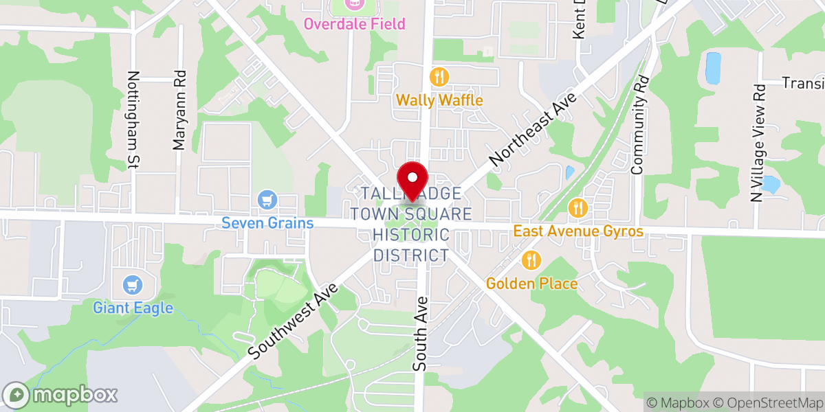 Map showing location of Tallmadge Historical Church