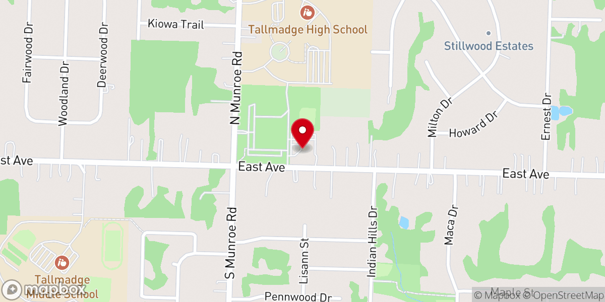 Map showing location of Tallmadge Lutheran Church