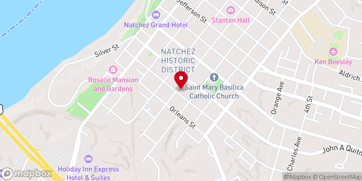 Map showing location of Temple B'nai Israel