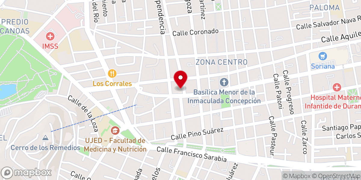 Map showing location of Templo de San Agustín