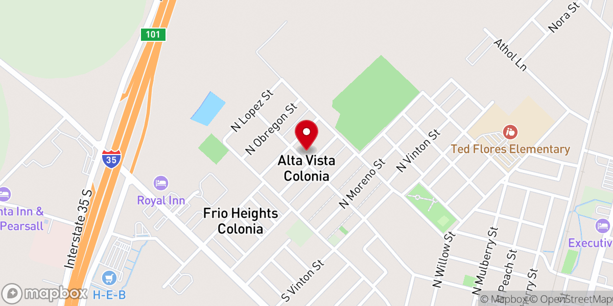 Map showing location of Templo El Olivar