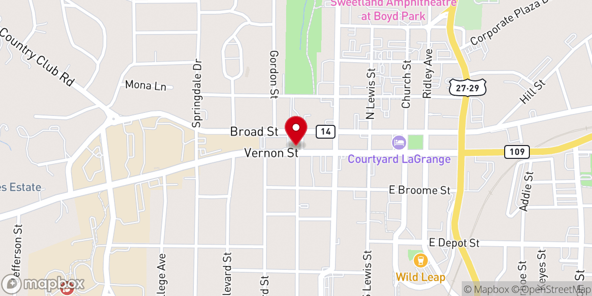 Map showing location of The First United Methodist Church of LaGrange, Georgia