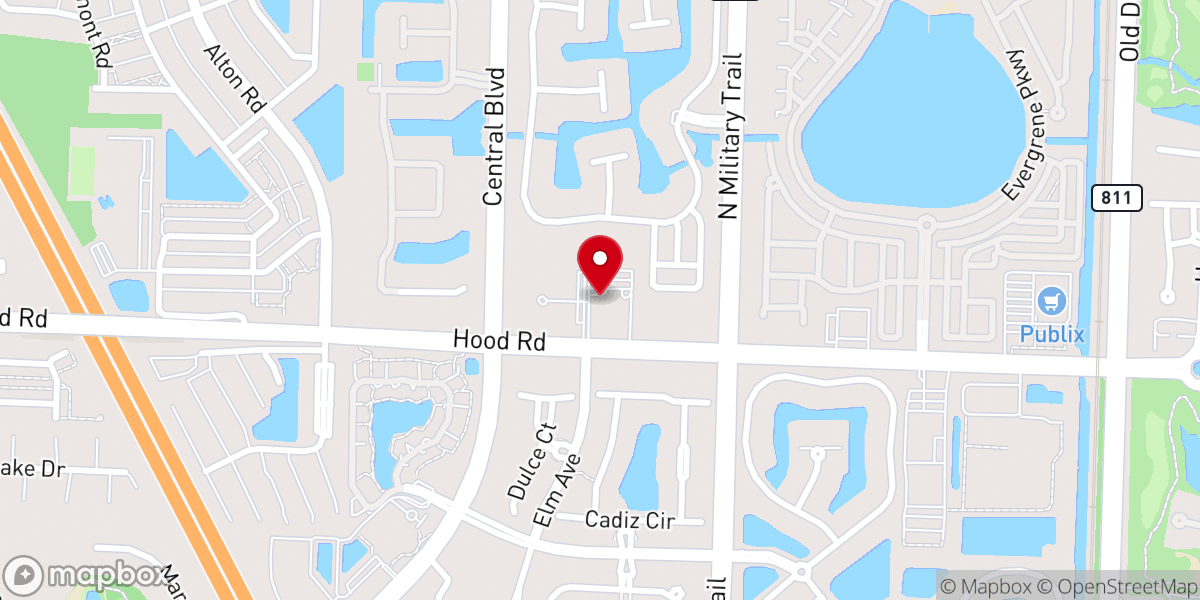 Map showing location of The Gathering Place Church in Palm Beach Gardens